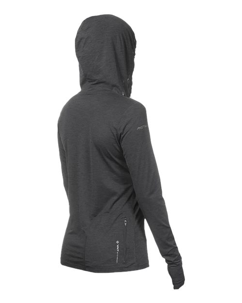 ANETIK WSBRZH0 Women's Breeze Tech Hooded Long Sleeve T-Shirt - Charcoal Heathered - back