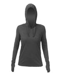 ANETIK WSBRZH0 Women's Breeze Tech Hooded Long Sleeve T-Shirt - Charcoal Heathered - front