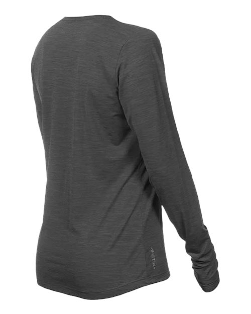 ANETIK WSBRZL0 Women's Breeze Tech Long Sleeve T-Shirt - Charcoal Heathered - side