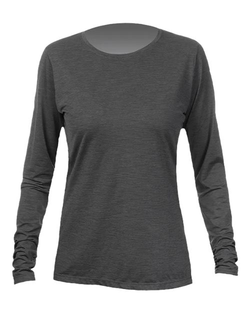 ANETIK WSBRZL0 Women's Breeze Tech Long Sleeve T-Shirt - Charcoal Heathered - front