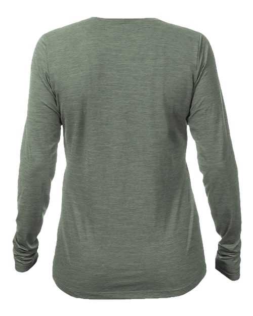 ANETIK WSBRZL0 Women's Breeze Tech Long Sleeve T-Shirt - Dark Olive Heathered - back