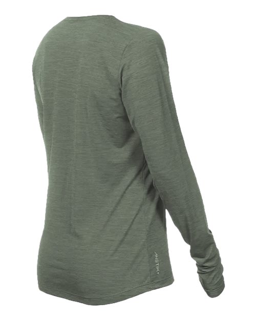 ANETIK WSBRZL0 Women's Breeze Tech Long Sleeve T-Shirt - Dark Olive Heathered - side