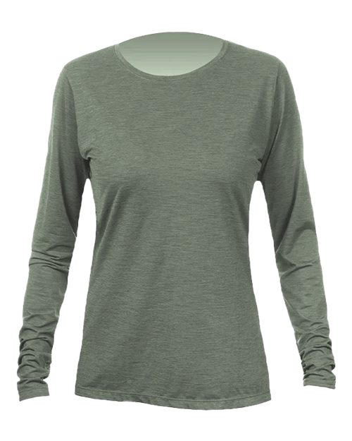 ANETIK WSBRZL0 Women's Breeze Tech Long Sleeve T-Shirt - Dark Olive Heathered - front