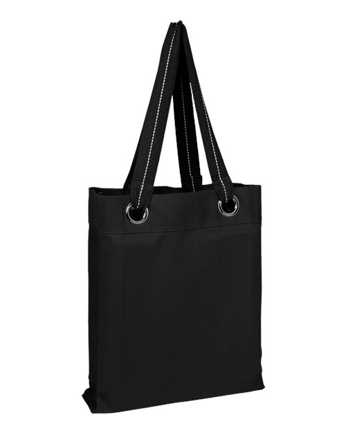 Q-Tees Q1630 Large Grommet Tote Bag - Black - front