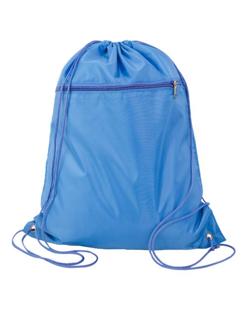 Q-Tees Q135200 Polyester Drawstring Backpack - Carolina Blue - front