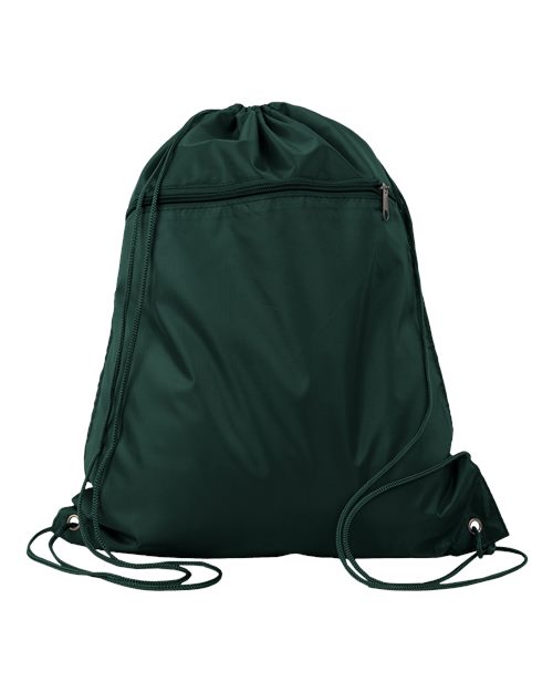 Q-Tees Q135200 Polyester Drawstring Backpack - Forest Green - front