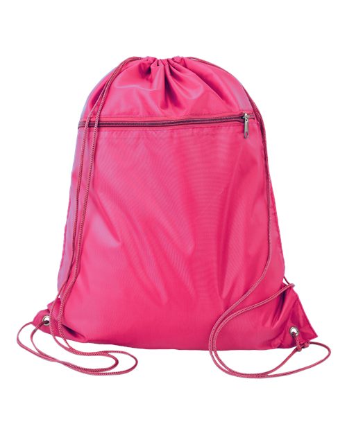 Q-Tees Q135200 Polyester Drawstring Backpack - Hot Pink - front