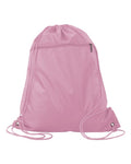 Q-Tees Q135200 Polyester Drawstring Backpack - Light Pink - front