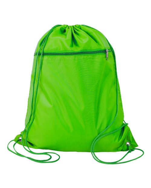 Q-Tees Q135200 Polyester Drawstring Backpack - Lime Green - front