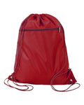 Q-Tees Q135200 Polyester Drawstring Backpack - Maroon - front