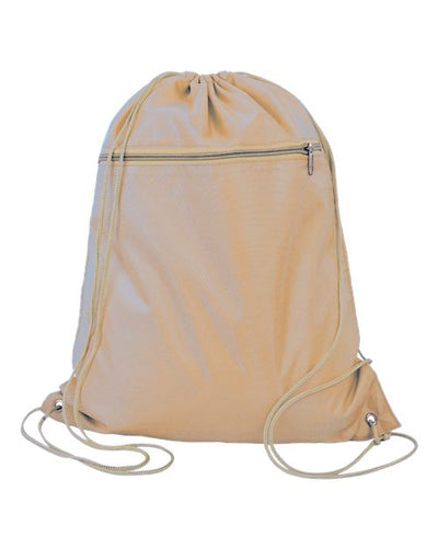Q-Tees Q135200 Polyester Drawstring Backpack - Natural - front