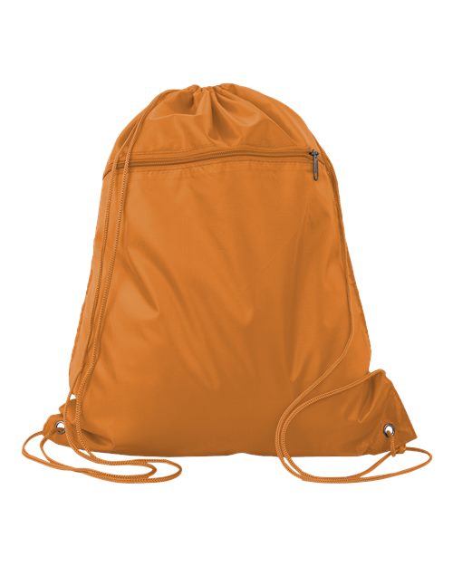 Q-Tees Q135200 Polyester Drawstring Backpack - Orange - front