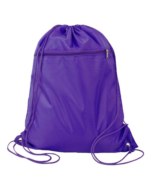 Q-Tees Q135200 Polyester Drawstring Backpack - Purple - front