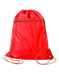 Q-Tees Q135200 Polyester Drawstring Backpack - Red - front