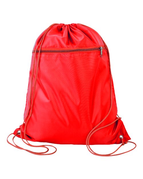 Q-Tees Q135200 Polyester Drawstring Backpack - Red - front