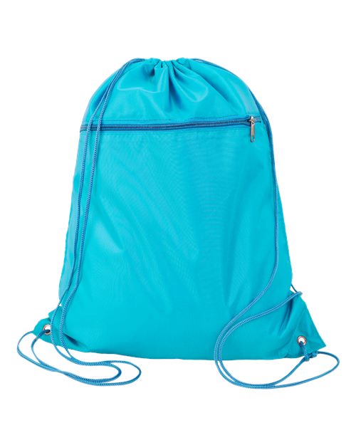 Q-Tees Q135200 Polyester Drawstring Backpack - Turquoise - front