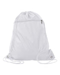 Q-Tees Q135200 Polyester Drawstring Backpack - White - front