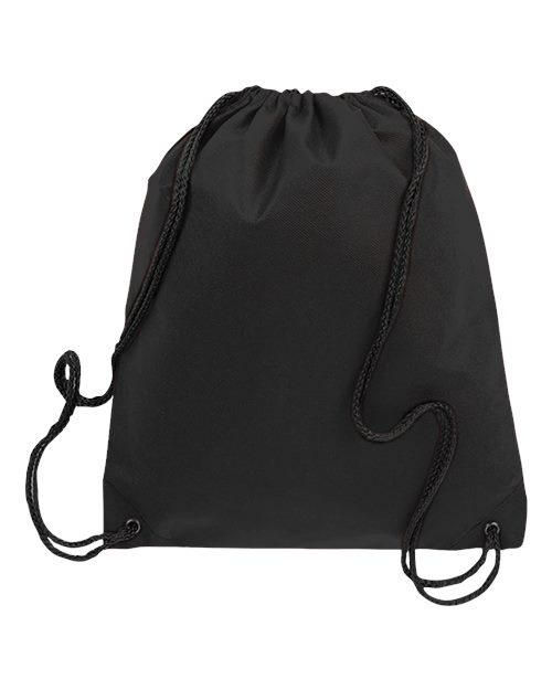 Q-Tees Q1235 Non-Woven Drawstring Bag - Black - front