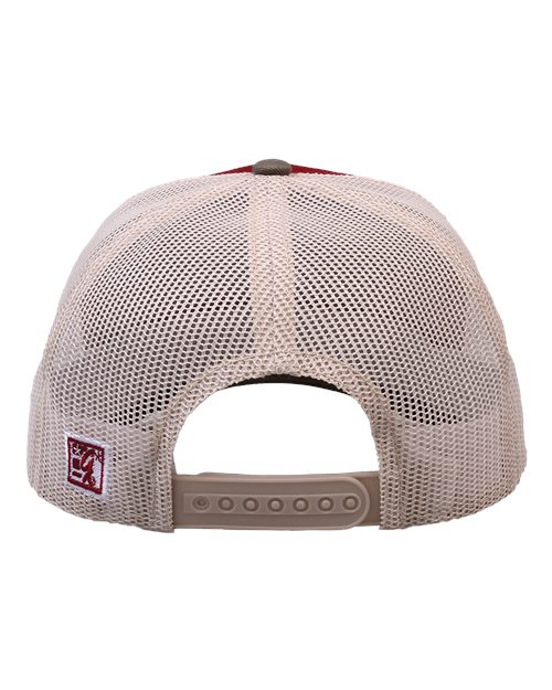 The Game GB452E Everyday Trucker Cap - Cinnamon Red/ Olive Green/ Stone - back