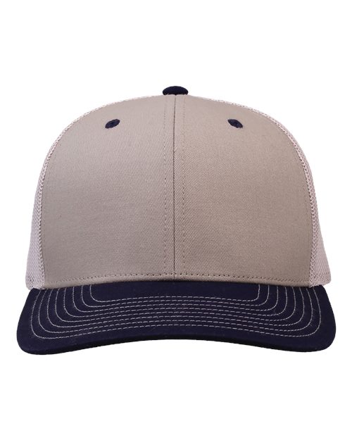 The Game GB452E Everyday Trucker Cap - Khaki/ Navy/ Stone - front