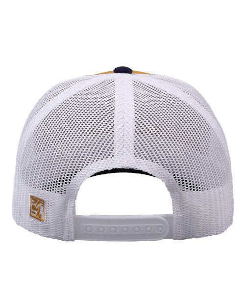 The Game GB452E Everyday Trucker Cap - Mustard Yellow/ Navy/ White - back