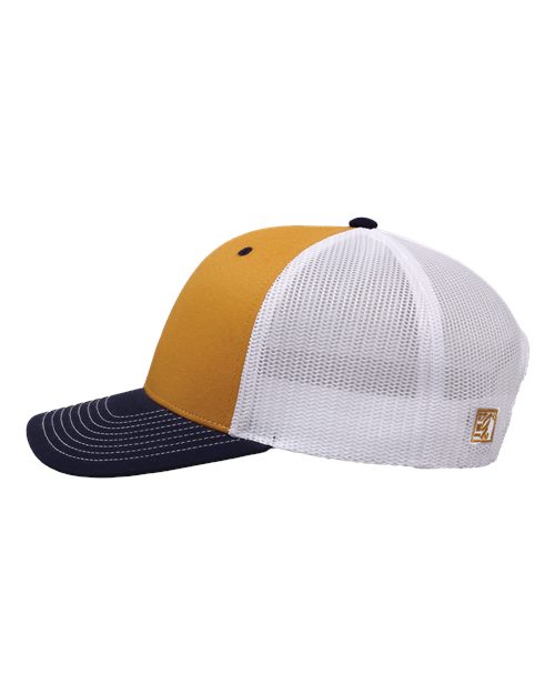 The Game GB452E Everyday Trucker Cap - Mustard Yellow/ Navy/ White - side