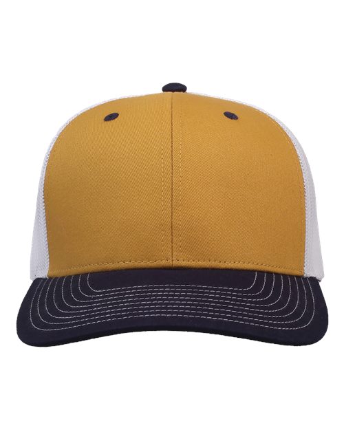 The Game GB452E Everyday Trucker Cap - Mustard Yellow/ Navy/ White - front