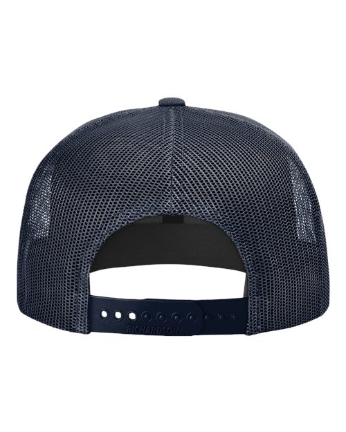 Richardson 511 Wool Blend Flat Bill Trucker Cap - Navy/ Navy - back