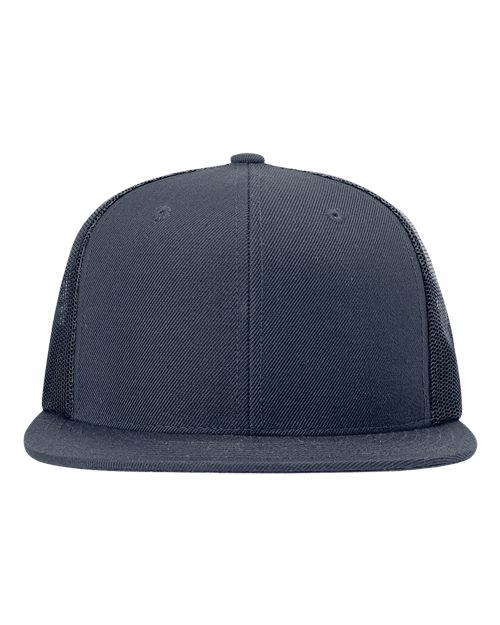 Richardson 511 Wool Blend Flat Bill Trucker Cap - Navy/ Navy - front