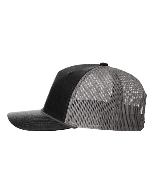 Richardson 112FPR Five-Panel Trucker Rope Cap - Black/ Charcoal - side