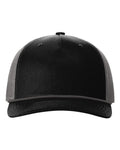 Richardson 112FPR Five-Panel Trucker Rope Cap - Black/ Charcoal - front