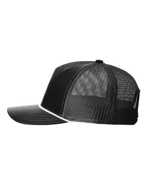 Richardson 112FPR Five-Panel Trucker Rope Cap - Black/ White - side
