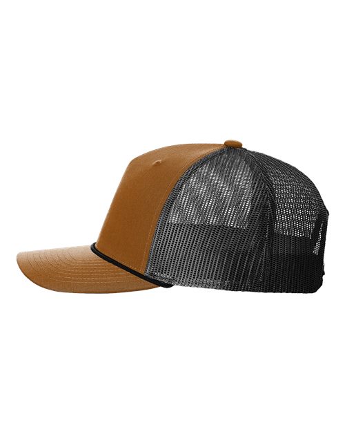 Richardson 112FPR Five-Panel Trucker Rope Cap - Caramel/ Black - side