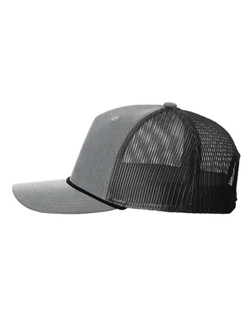 Richardson 112FPR Five-Panel Trucker Rope Cap - Heather Grey/ Black - side