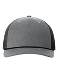 Richardson 112FPR Five-Panel Trucker Rope Cap - Heather Grey/ Black - front