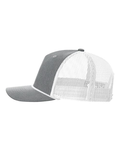 Richardson 112FPR Five-Panel Trucker Rope Cap - Heather Grey/ White - side