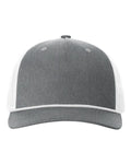 Richardson 112FPR Five-Panel Trucker Rope Cap - Heather Grey/ White - front