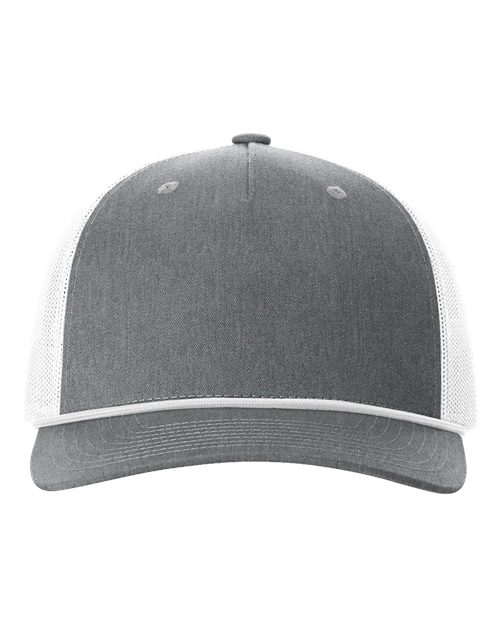 Richardson 112FPR Five-Panel Trucker Rope Cap - Heather Grey/ White - front