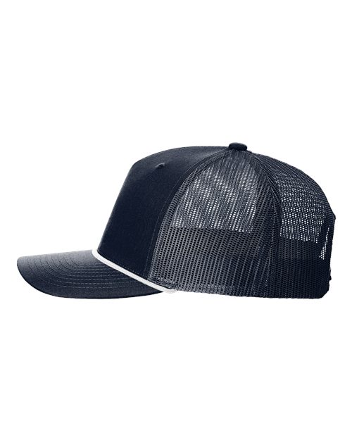 Richardson 112FPR Five-Panel Trucker Rope Cap - Navy/ White - side