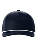 Richardson 112FPR Five-Panel Trucker Rope Cap - Navy/ White - front