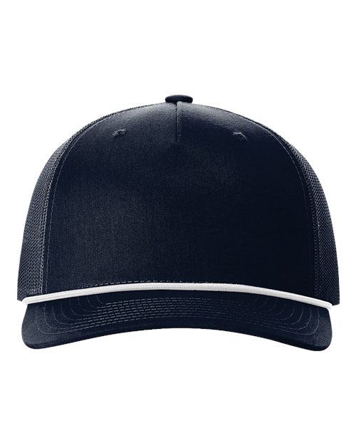 Richardson 112FPR Five-Panel Trucker Rope Cap - Navy/ White - front
