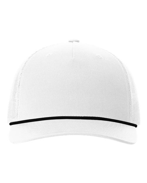 Richardson 112FPR Five-Panel Trucker Rope Cap - White/ Black - front