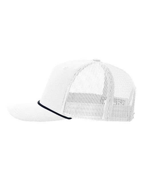 Richardson 112FPR Five-Panel Trucker Rope Cap - White/ Navy - side