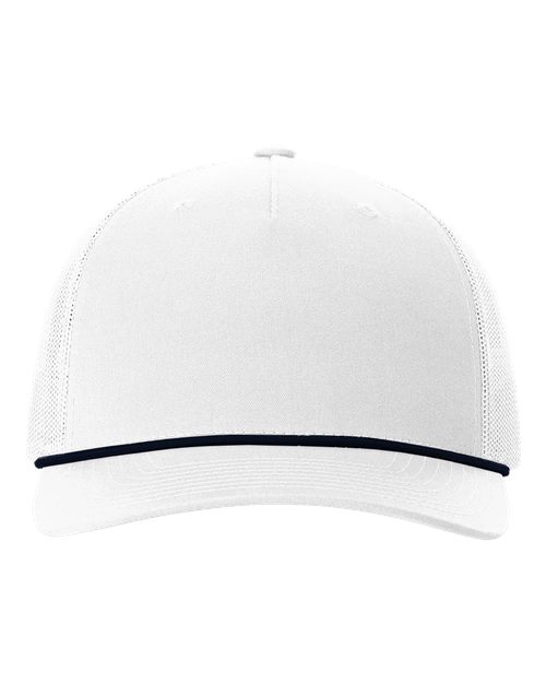 Richardson 112FPR Five-Panel Trucker Rope Cap - White/ Navy - front