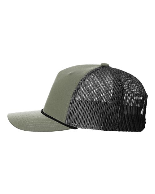 Richardson 112FPR Five-Panel Trucker Rope Cap - Loden Green/ Black - side