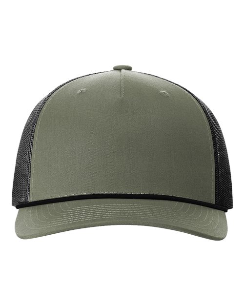 Richardson 112FPR Five-Panel Trucker Rope Cap - Loden Green/ Black - front
