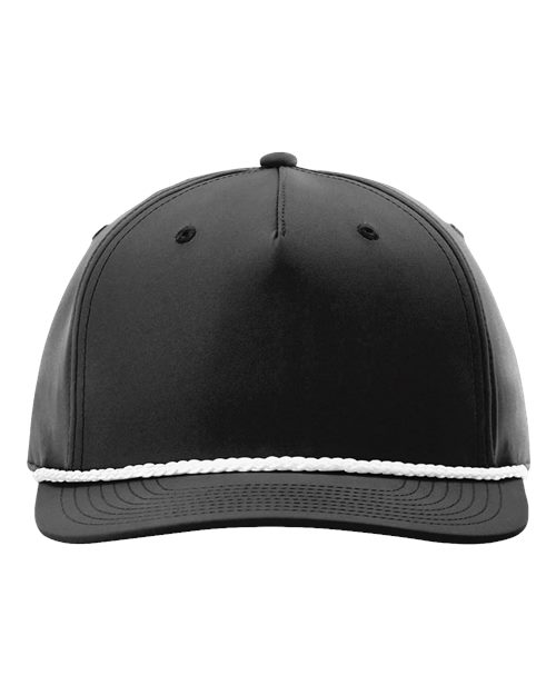Richardson 258 Five-Panel Classic Rope Cap - Black/ White - front