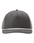 Richardson 258 Five-Panel Classic Rope Cap - Dark Grey/ White - front