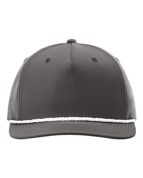 Richardson 258 Five-Panel Classic Rope Cap - Dark Grey/ White - front