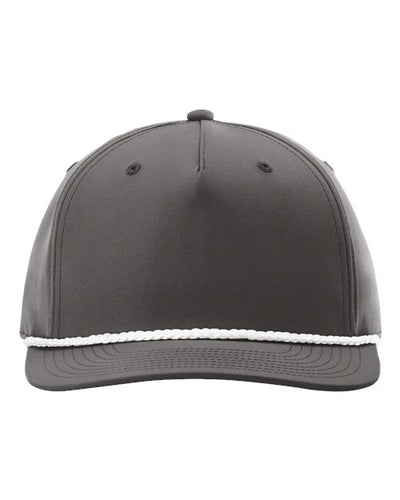 Richardson 258 Five-Panel Classic Rope Cap - Dark Grey/ White - front